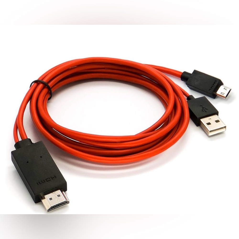 Red HDMI to USB/micro usb Cable